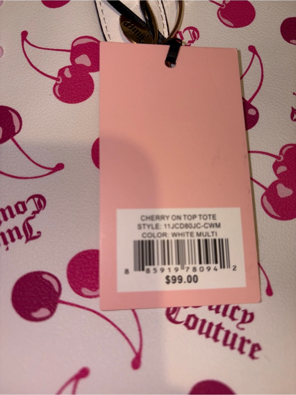 Juicy Couture Cherry On Top Tote Bag White Multi NWT - Picture 4 of 8